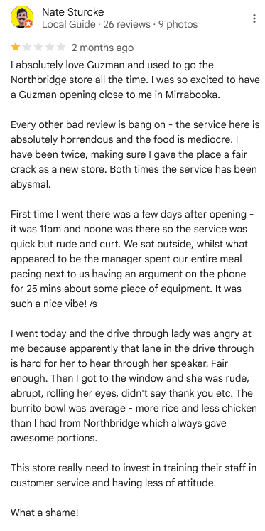 One of the negative reviews.